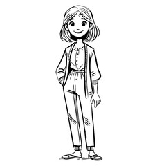 Cute European vector woman silhouette