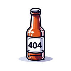 Beer bottle with 404 label in brewery vector illustration. Perfect for beverage websites and drink ordering app error pages.