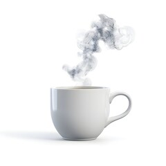 Steaming Hot Coffee in a White Mug Warm Drink Concept