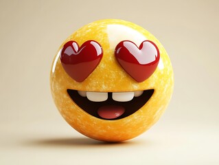 Happy emoticon with heart eyes.