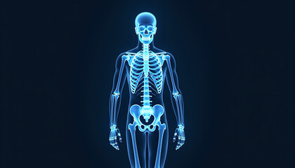 X-ray skeleton illustration on dark background