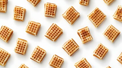 Baked waffles on white background
