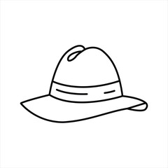 Hat in outline vector illustration. Hat icon on a backgrouond.