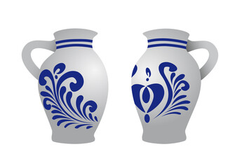 zwei Apfelwein Bembel: Tonkrug typisch in Frankfurt/Hessen, transparent ohne Hintergrund 