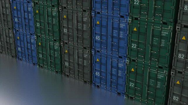Rows of cargo containers. Computer generated 3d render