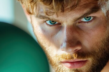 Shot put athlete focuses intensely before making a powerful throw while dramatic lighting highlights his determination and skill