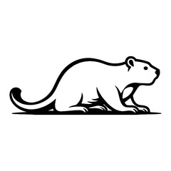 Obraz premium Full Body Beaver in Minimalist Line Logo Style Black and White Outline Line Art Drawing of Rodent