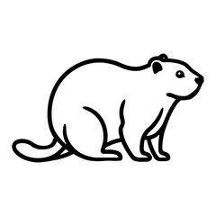 Obraz premium Full Body Side View of a Beaver Minimalist Line Art Vector Black and White Outline Line Art Drawing