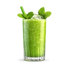Refreshing Green Smoothie in Glass with Mint Garnish Ideal for Healthy Lifestyle Blogs and Websites