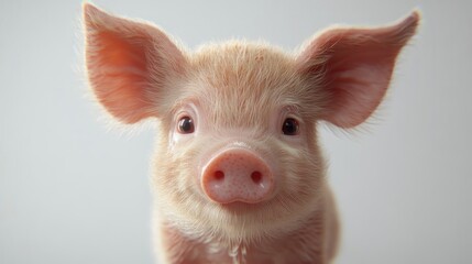 Fototapeta premium Adorable baby piglet faces the camera