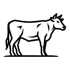 Fototapeta premium Minimalist Full Body Cow Outline Line Art Drawing in Black and White Simple Elegant Style Design