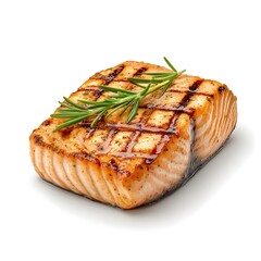Grilled Salmon Steak with Rosemary Garnish Delicious Food