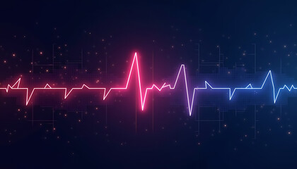 Heartbeat pulse graph in vivid colors against dark background