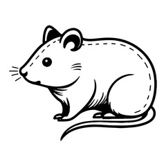 Obraz premium Full Body Hamster Side View Cute Pet Animal Black and White Outline Line Art Drawing Detailed