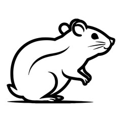 Fototapeta premium Full Body Hamster Standing with Minimalist Line Style in Black and White Outline Line Art Drawing