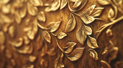 A golden leaf border with intricate patterns, adding a touch of elegance to the Thanksgiving theme