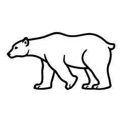 Fototapeta premium Minimalist Full Body Polar Bear Side View Elegant Black and White Outline Line Art Drawing