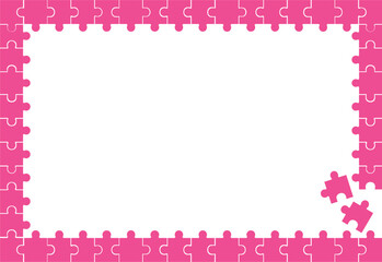 Abstract background pink puzzle frame with blank space. Rectangular shape