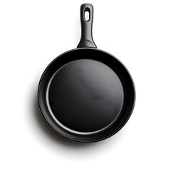 Empty Black Frying Pan Isolated on White Background Kitchenware Cooking Tool