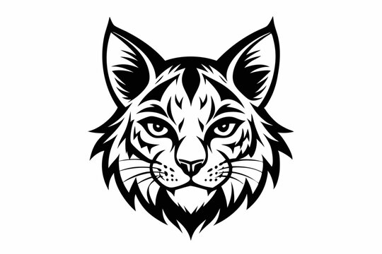 bobcat face logo line art silhouette vector illustration