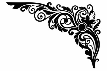 decorative corner element line art silhouette vector illustration