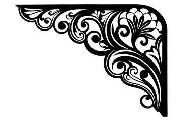 decorative corner element line art silhouette vector illustration