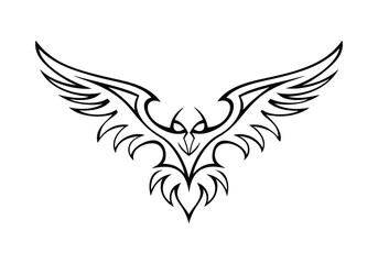 Tribal Eagle Tattoo Design – Black and White Vector Illustration of a Majestic Bird