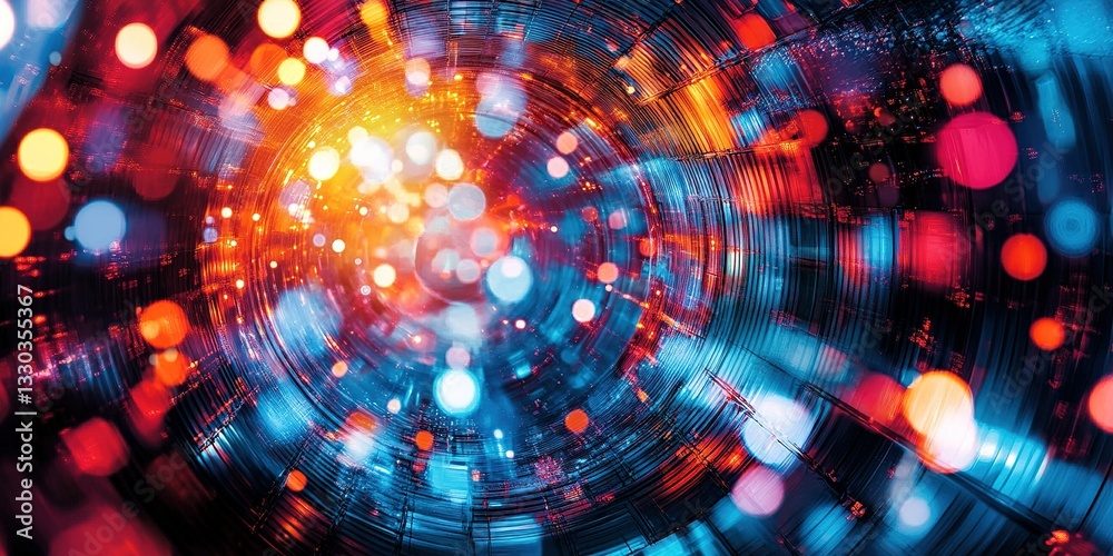 Poster colorful light patterns swirl in a mesmerizing display, creating an energetic abstract visual experi