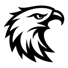 Minimalist Head Eagle Logo Profile View Black and White Outline Line Art Drawing Vector Illustration