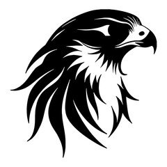 Obraz premium Head Falcon Bird Minimalist Line Logo Style Black and White Outline Line Art Drawing Illustration