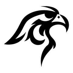 Fototapeta premium Minimalist Line Logo Style of Head Falcon Symbol Black and White Outline Line Art Drawing Design