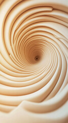Fototapeta premium Soft golden illumination tracing beige spiral curves, generating mesmerizing vortex-like depth with swirling visual movement