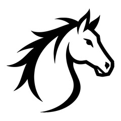 Fototapeta premium Minimalist Horse Head Logo Silhouette Elegant Simple Black and White Outline Line Art Drawing