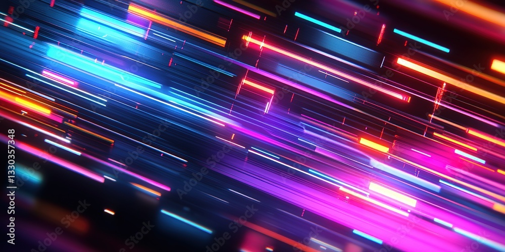 Poster vibrant neon light trails create a dynamic abstract visual effect in a dark setting during nighttime