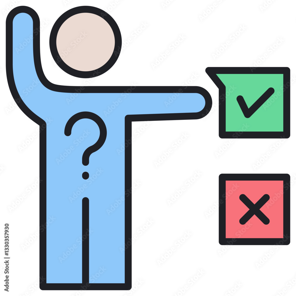 Poster decision making lineal color icon