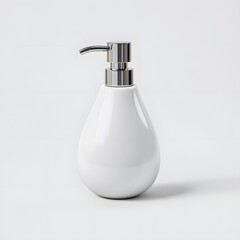 Obraz premium Elegant White Ceramic Soap Dispenser with Chrome Pump Stylish Bathroom Accessory