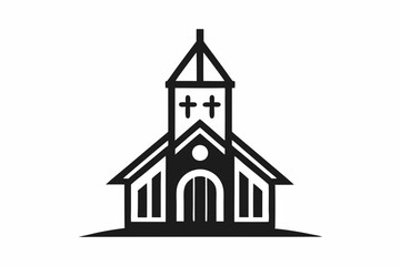 minimalist church icon logo line art silhouette vector illustration