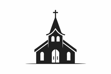 minimalist church icon logo line art silhouette vector illustration