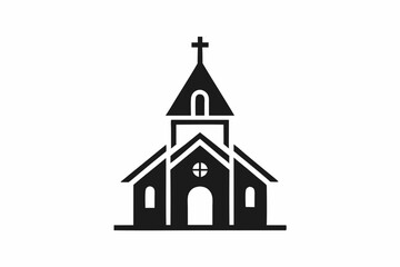 minimalist church icon logo line art silhouette vector illustration