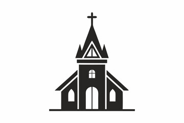 minimalist church icon logo line art silhouette vector illustration