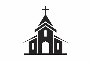 minimalist church icon logo line art silhouette vector illustration