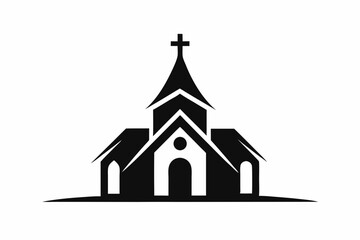 minimalist church icon logo line art silhouette vector illustration