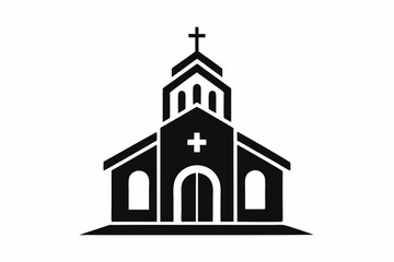 minimalist church icon logo line art silhouette vector illustration