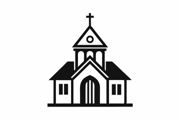 minimalist church icon logo line art silhouette vector illustration