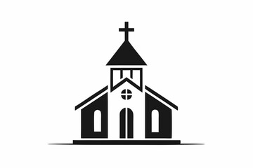 minimalist church icon logo line art silhouette vector illustration