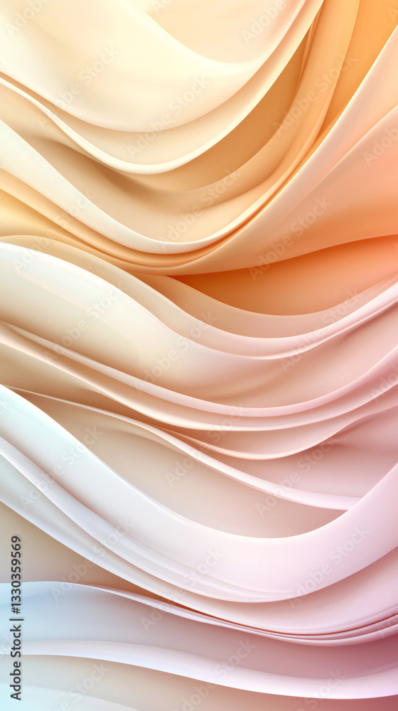 Poster Soft pastel-colored abstract waves flowing together, creating a smooth and elegant design that enhances any background or wallpaper