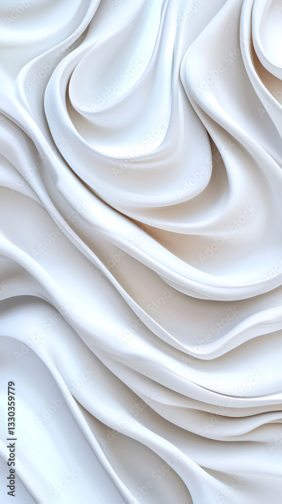 Poster Smooth white waves creating an abstract and elegant background, perfect for modern and minimalist designs