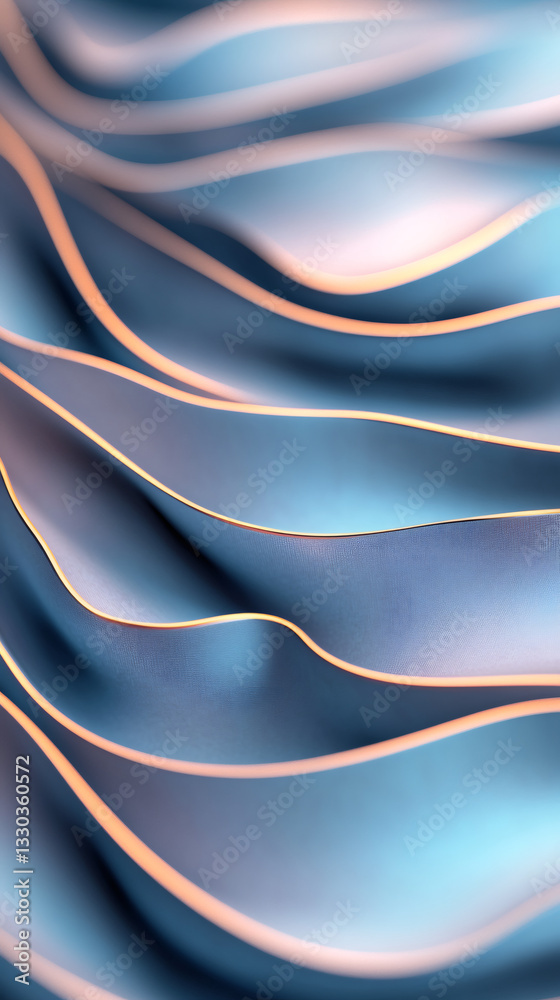 Poster Smooth blue and orange waves flowing and creating an abstract pattern, perfect for backgrounds and designs