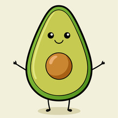 Smiling avocado half with seed vector illustration  
