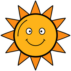 Smiling sun with rays vector illustration  
